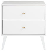 Milo Mid Century Modern  2-drawer Nightstand, White