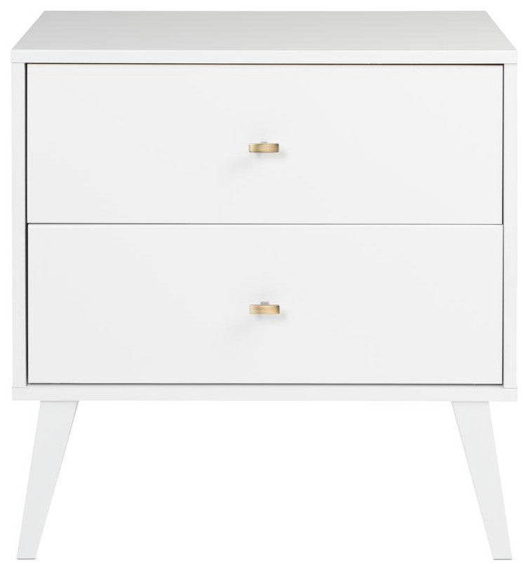 Milo Mid Century Modern  2-drawer Nightstand, White