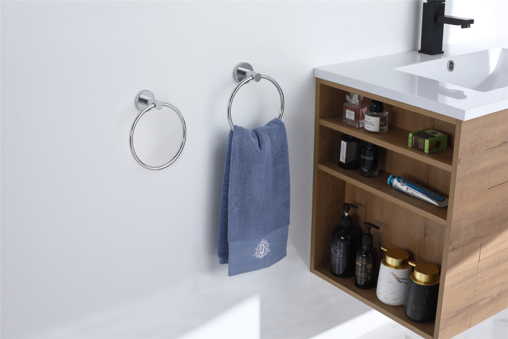 Elizabeth Wall Mounted Towel Ring in Chrome (Set of 2)