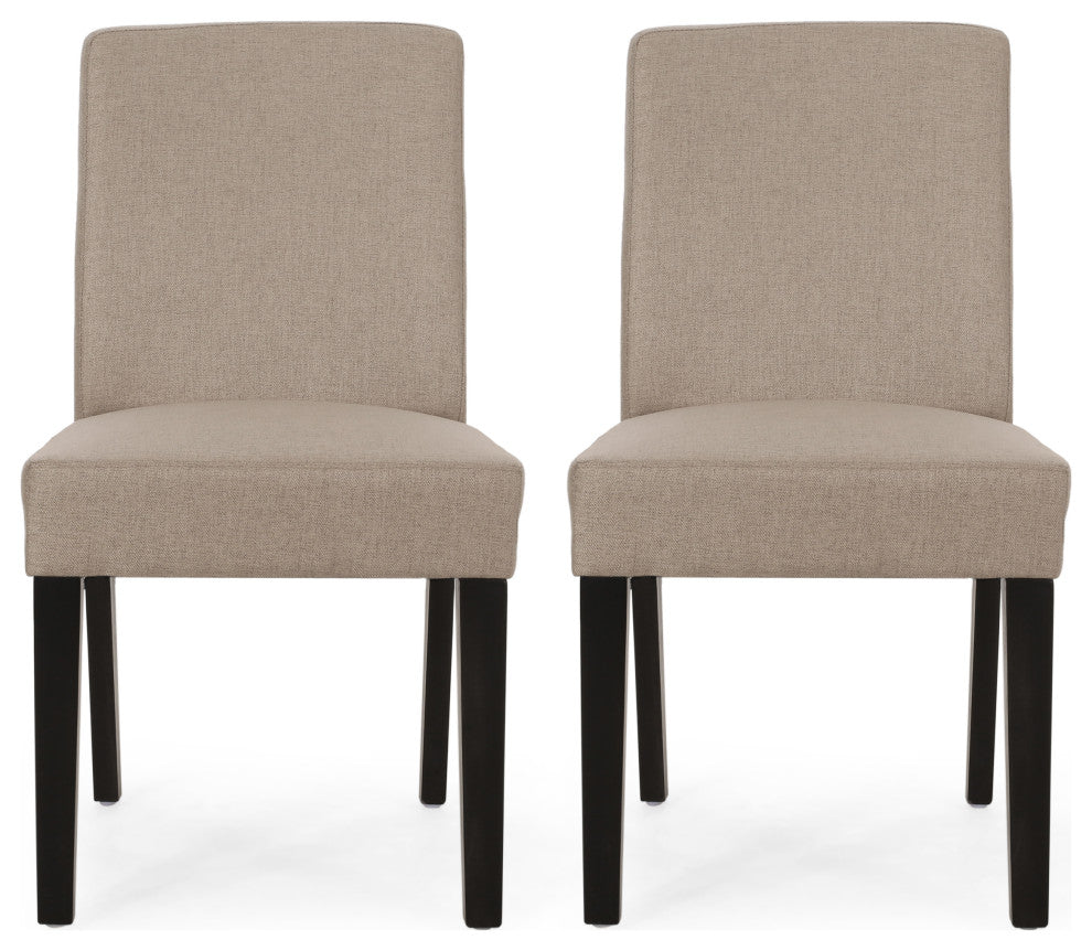 Kuna Contemporary Upholstered Dining Chair, Set of 2, Taupe/Espresso