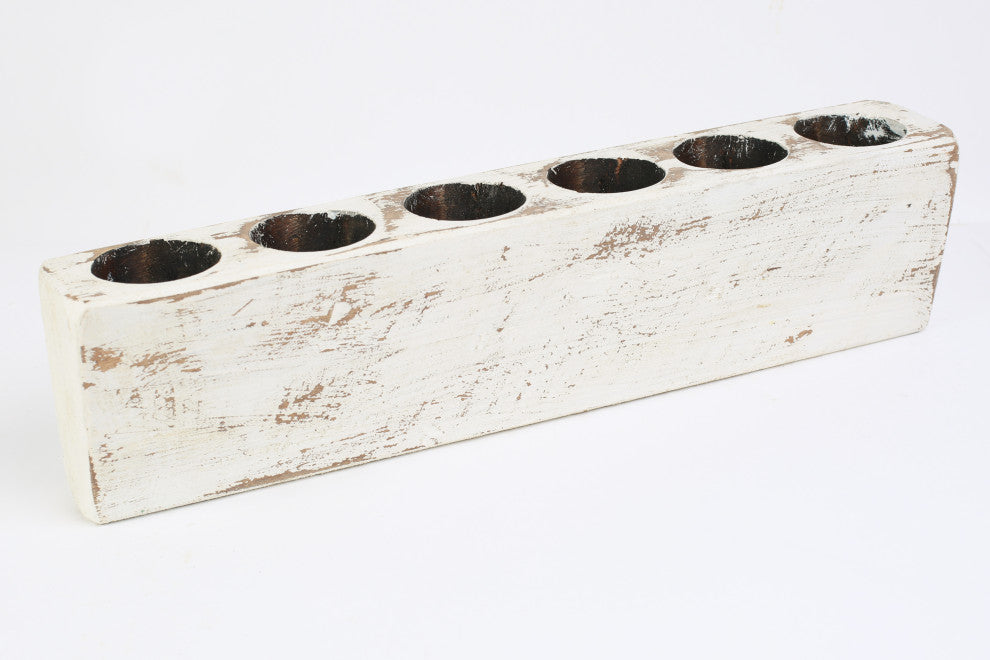 Small Sugar Mold-6 Hole-Mold Only Wood Candle Holder, Pure White