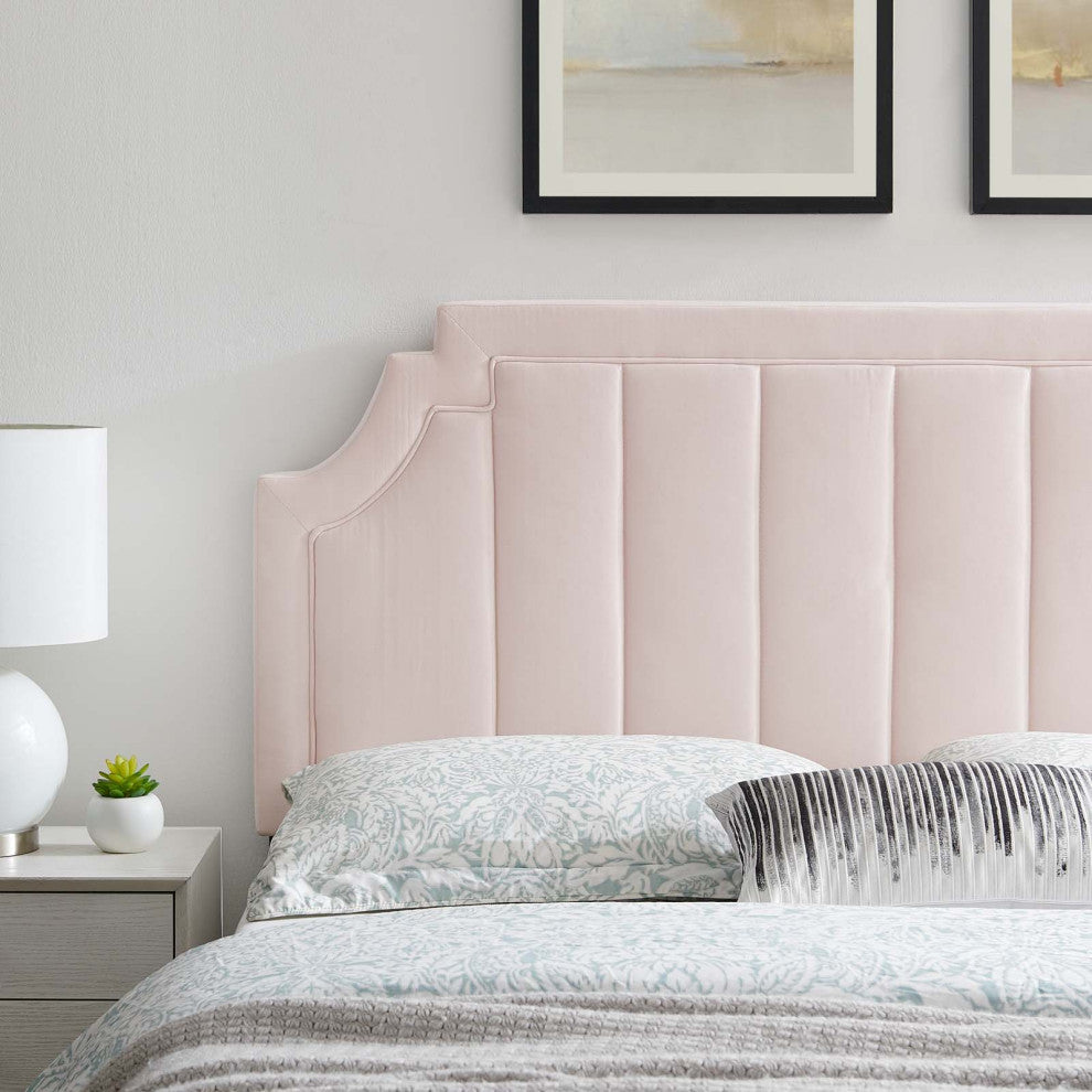 Tufted Headboard, Twin Size, Velvet, Pink, Modern Contemporary, Bedroom Master