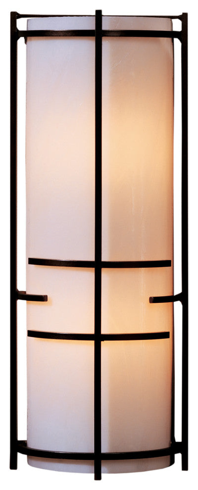 Extended Bars Sconce, Bronze Finish, White Art Glass