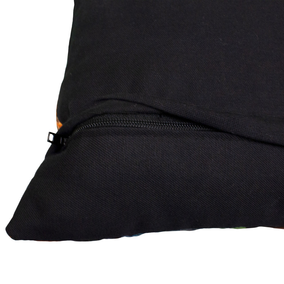Linum Home Textiles Bright Bouquet Decorative Pillow Cover, Black Multi, Square