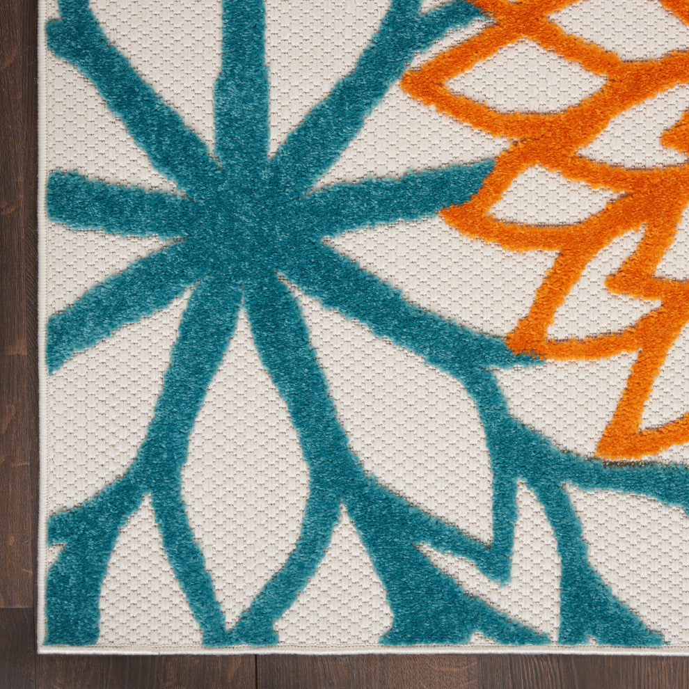 Nourison Aloha 9' x 12' Turquoise Multicolor Tropical Area Rug