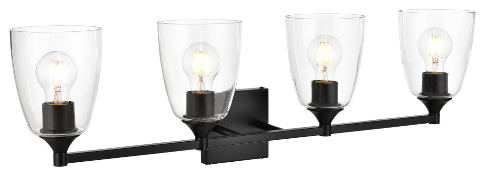 4 Light Black And Clear Bath Sconce