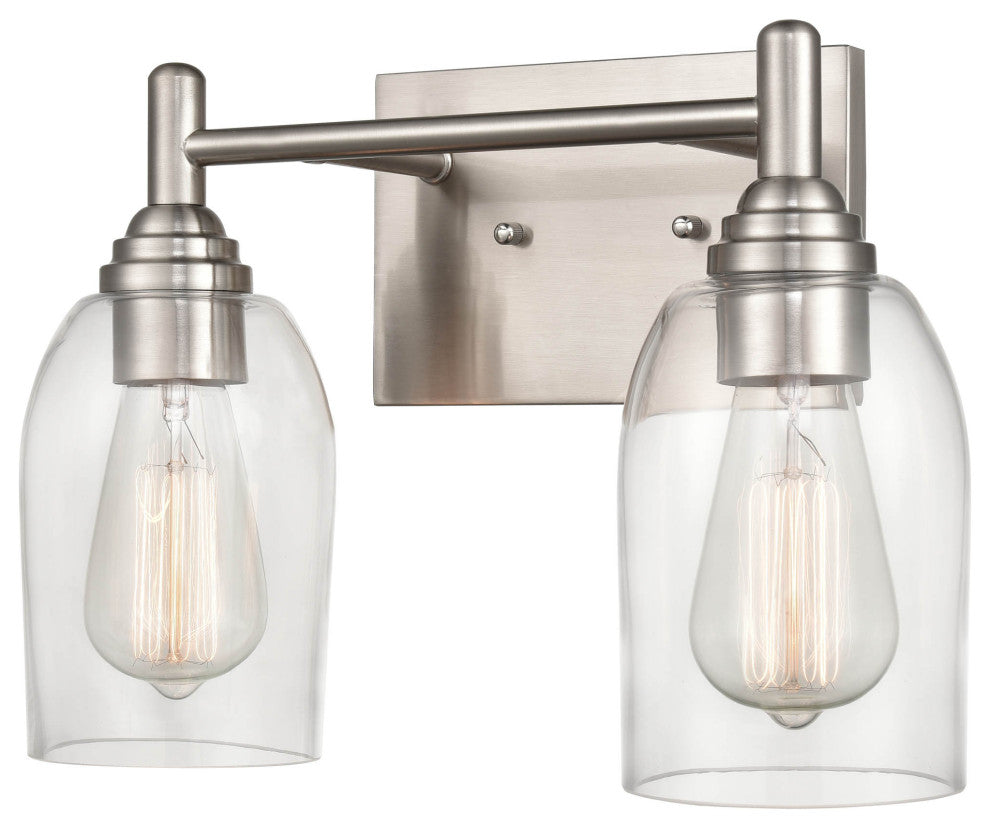 Arlett 2 Light 13.125 in. Brushed Nickel Bathroom Vanity Light