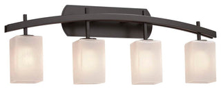 Fusion Archway 4-Light Bath Bar, Square Frosted Shade, Bronze, LED