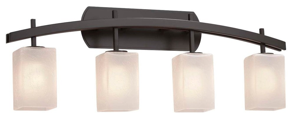 Fusion Archway 4-Light Bath Bar, Square Frosted Shade, Bronze, LED