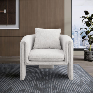 Stylus Boucle Fabric Upholstered Accent Chair, Cream