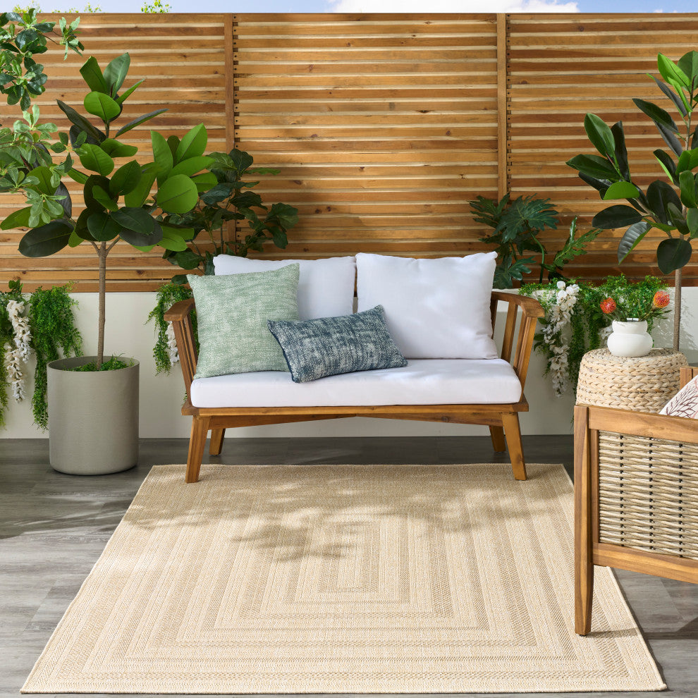 Nourison Tulum 4' x 6' Cream Outdoor Rug