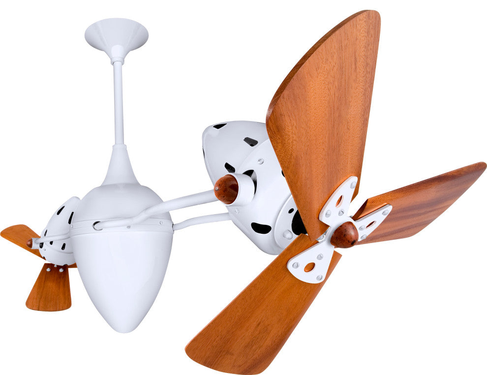 Ar Ruthiane Rotational Ceiling Fan With Mahogany Blades, Gloss White