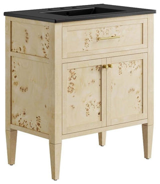 Modway Elysian 30" Modern Wood Bathroom Vanity in Black and Burl Oatmeal