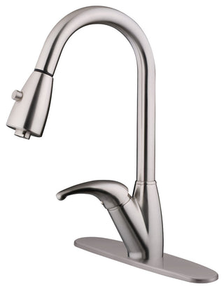 Brushed Nickel Finish Pull-Down Kitchen Faucet LK12B, 1 Hole, 3 Holes