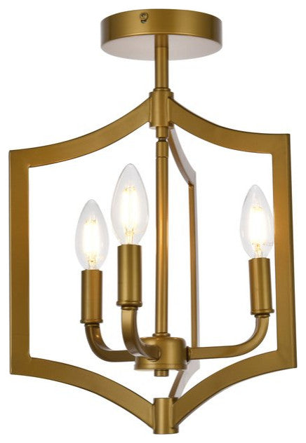 Kassandra 3-Light Flush Mount, Brass