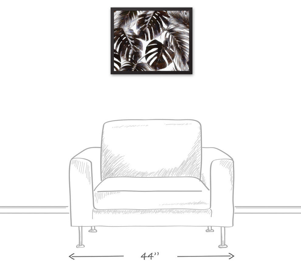 Gray Palm Leaves Framed Canvas, 20"x16"