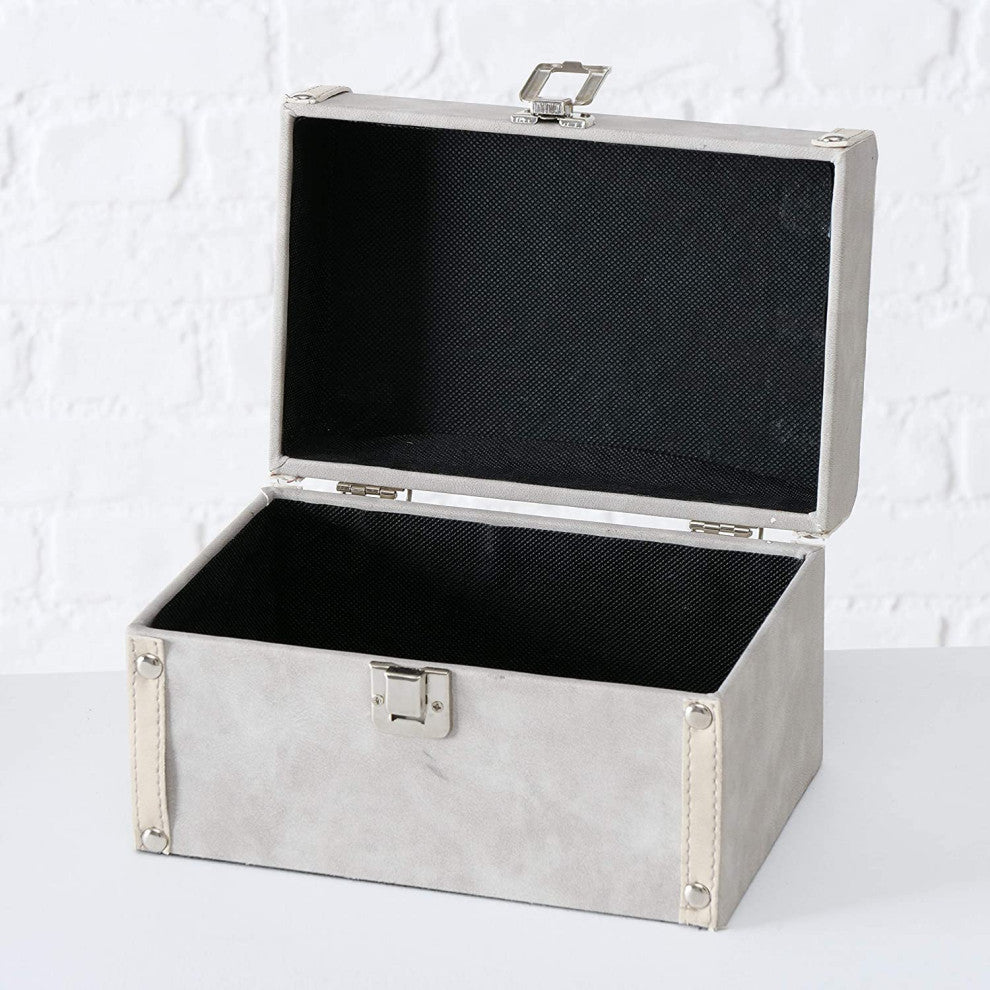 3 Piece Studded Grey Decorative Box Set
