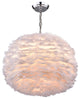 Life White Feather and 18" Pendant Lamp, Chrome