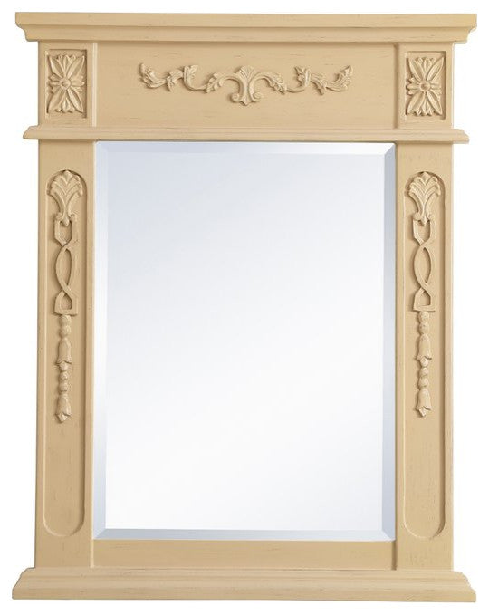 Daisy Wood Frame Mirror 22"x28", Light Antique Beige