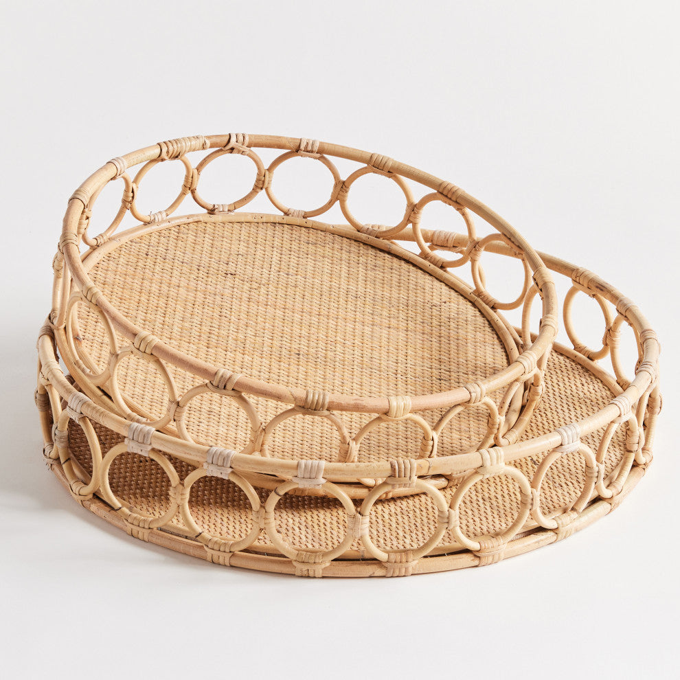 Ninette Rattan Round Trays, Set of 2