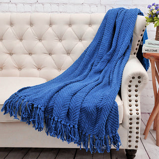 Tweed Knitted Throw Blanket, Snorkel Blue, 60"x80"