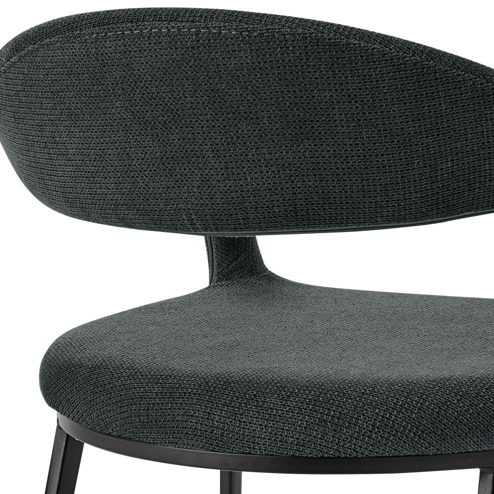 Morgan Matte Black and Charcoal Upholstered Dining Chairs, Set of 2
