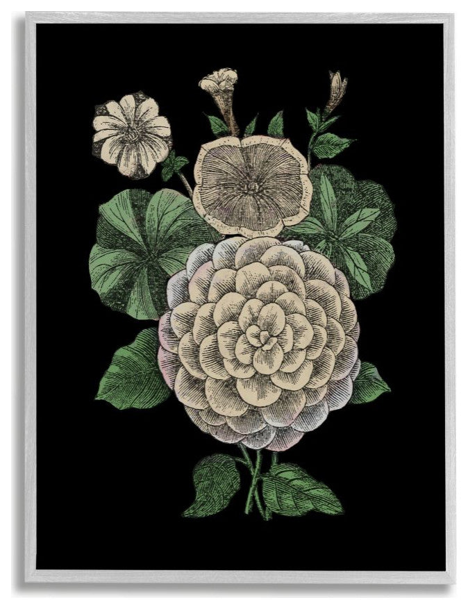 Yellow Flowers On Black Drawing Design, 11"x14"
