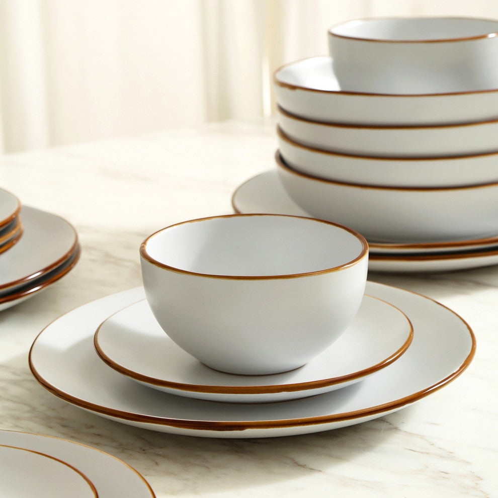 Stone Lain Brasa Stoneware 32 Piece Dinnerware Set, White