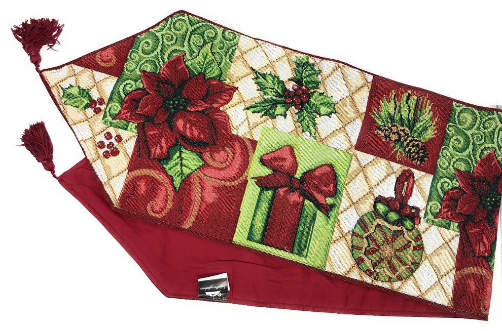 Tache Christmas Decorative Tapestry Holiday Tidings Table Runners, 13"x90"