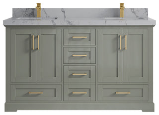 Boston 60 Double Bathroom Vanity in Evergreen 2" Venatino Quartz