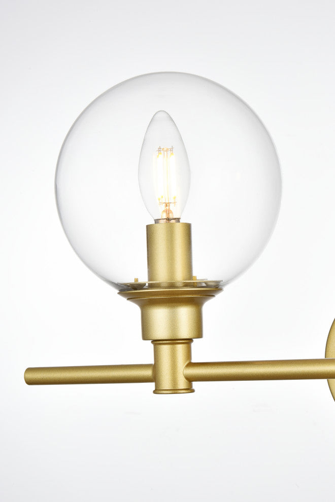 4 Light Brass And Clear Bath Sconce