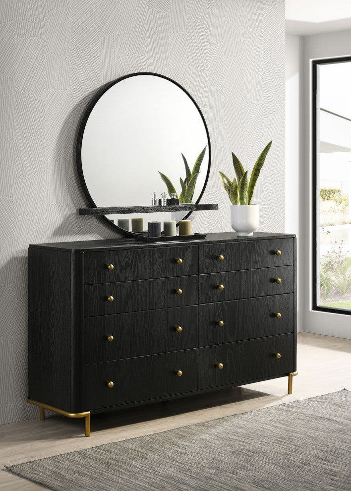 Arini 8-drawer Dresser With Mirror Black