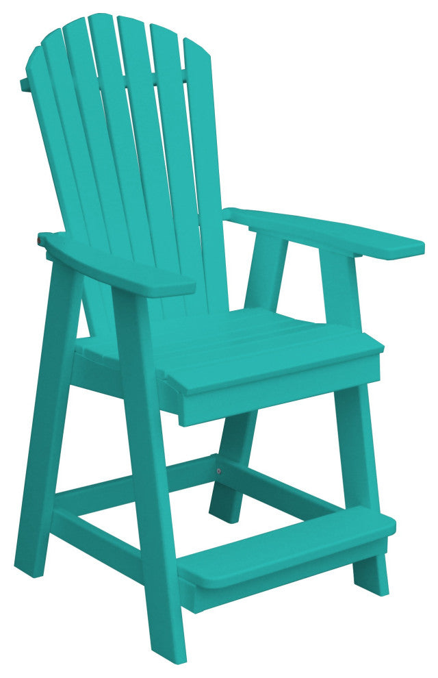 Poly Lumber Adirondack Chair with Arms, Aruba Blue, Counter Height
