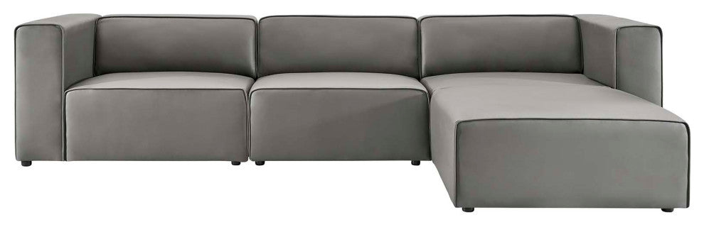 Sectional Sofa Set, Faux Vegan Leather, Gray, Modern, Lounge Hospitality