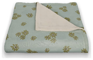 Green Daisy Pattern 50x60 Coral Fleece Blanket