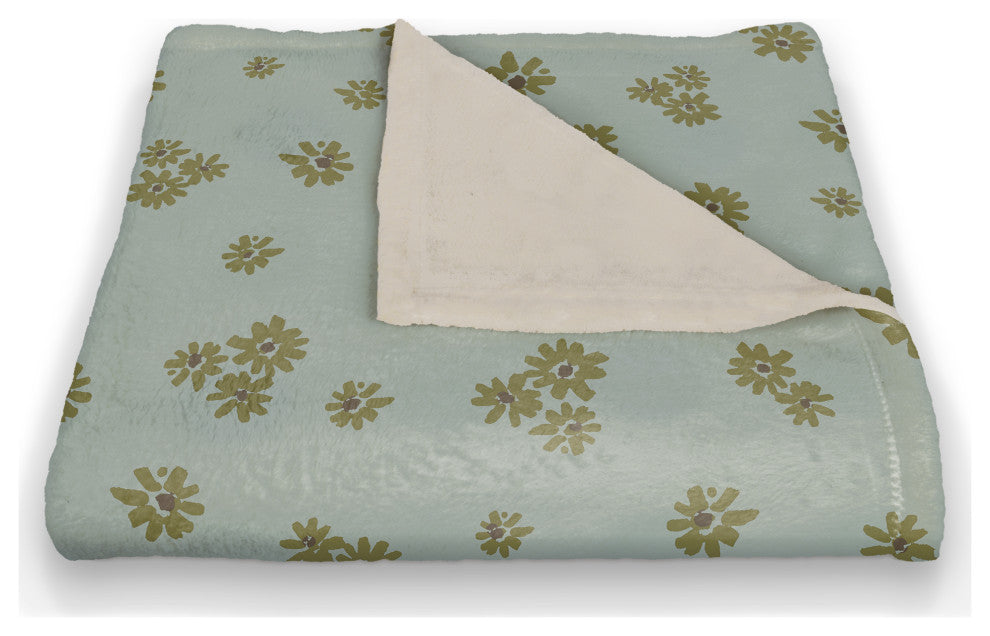 Green Daisy Pattern 50x60 Coral Fleece Blanket