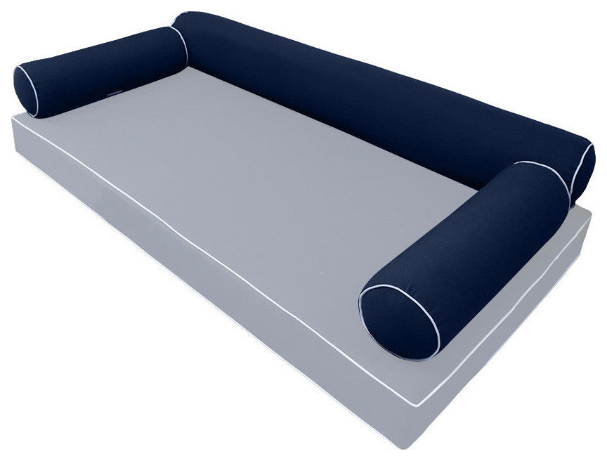 Style 6 Twin-XL Contrast Pipe Trim Bolster Pillow Outdoor Slip Cover ONLY AD101