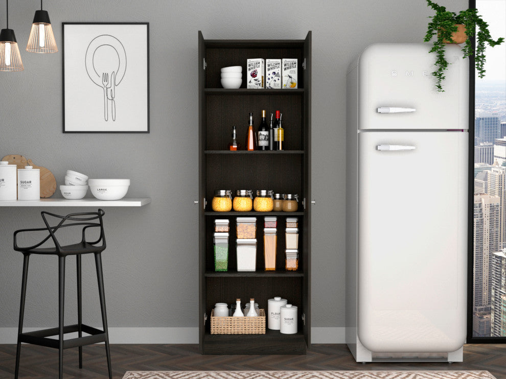 DEPOT E-SHOP Dakari-Storage Single-Door Pantry Cabinet, Carbon Espresso