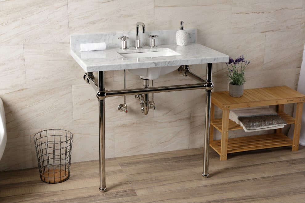 KVBH3622M8SQ6 36" Console Sink with Brass Legs (8-Inch, 3 Hole)