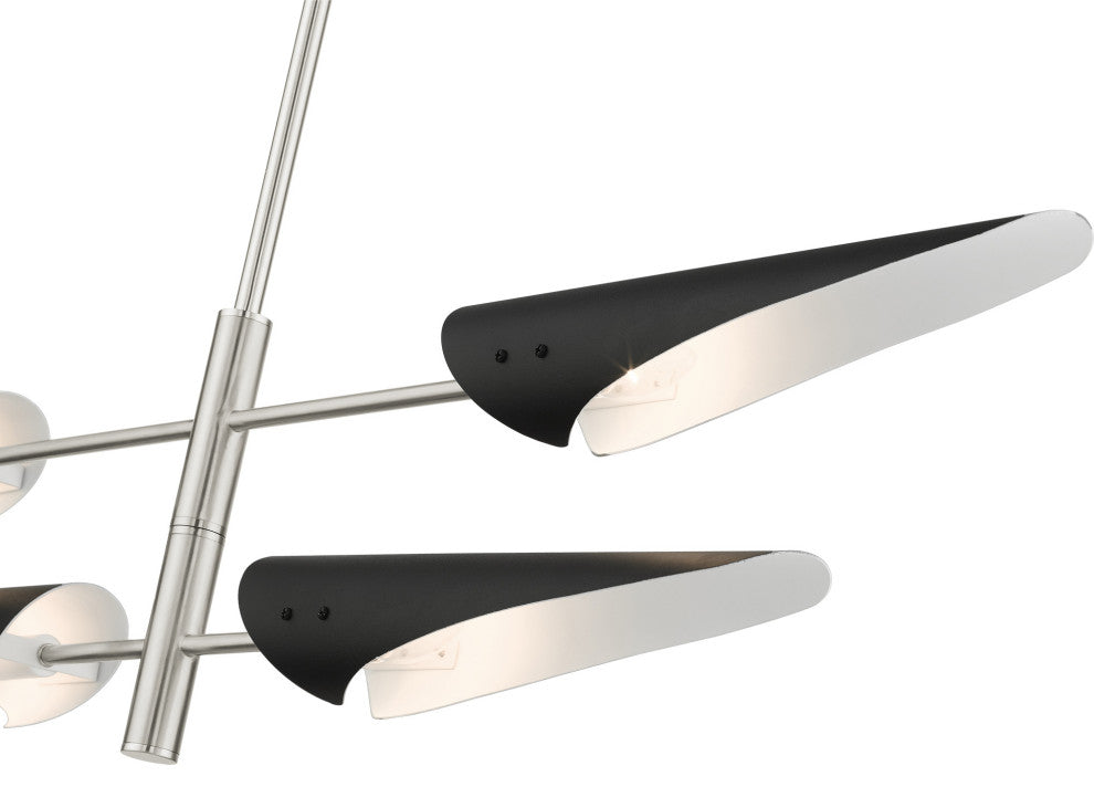Brushed Nickel Urban, Mid Century Modern, Balanced Pendant Chandelier