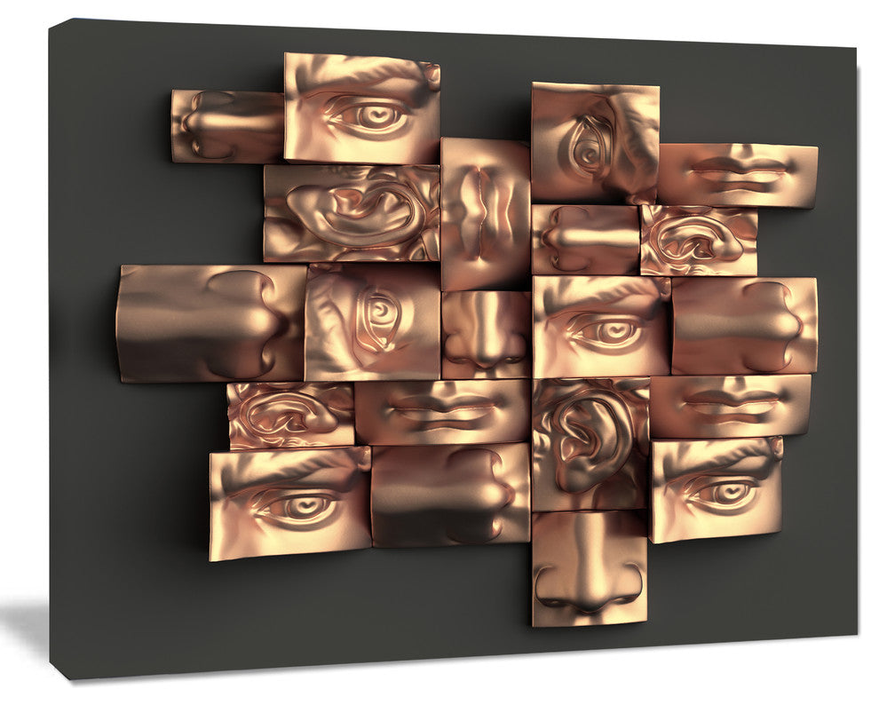 Golden Black Abstract Design, Abstract Canvas Art Print, 20"x12"