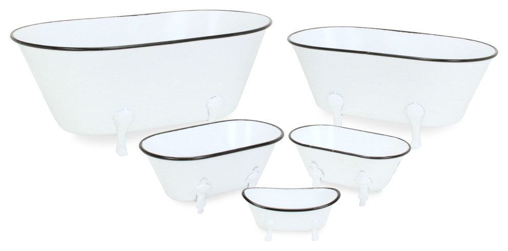 Lavande Metal Tub Decor - Small - White