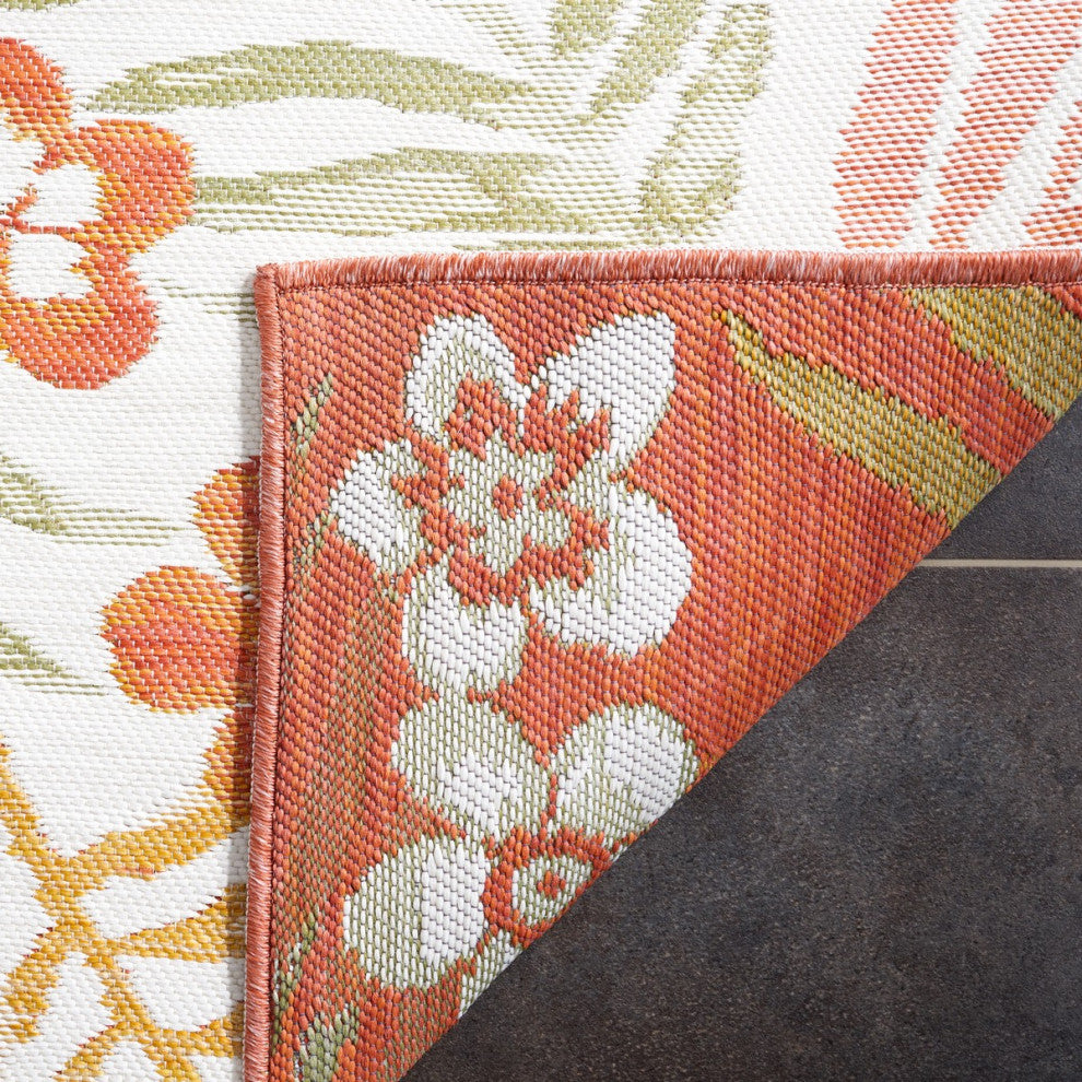 Safavieh Sunrise Collection SUN675 Indoor-Outdoor Rug, Ivory/Rust Sage, 8'x10'