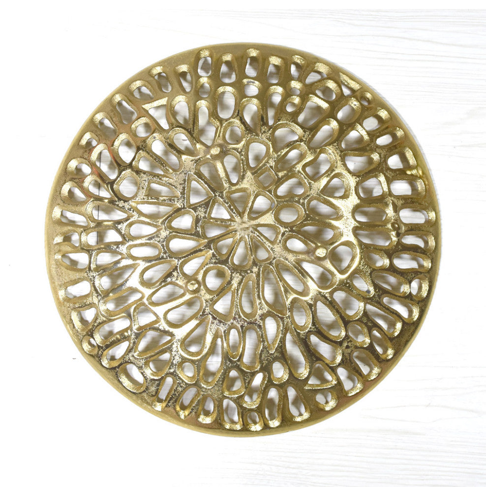 Handmade Decorative Aluminium Tray, Gold Color Coated