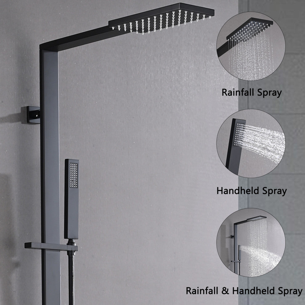 Wall mounted exposed installation shower system, Matte Black