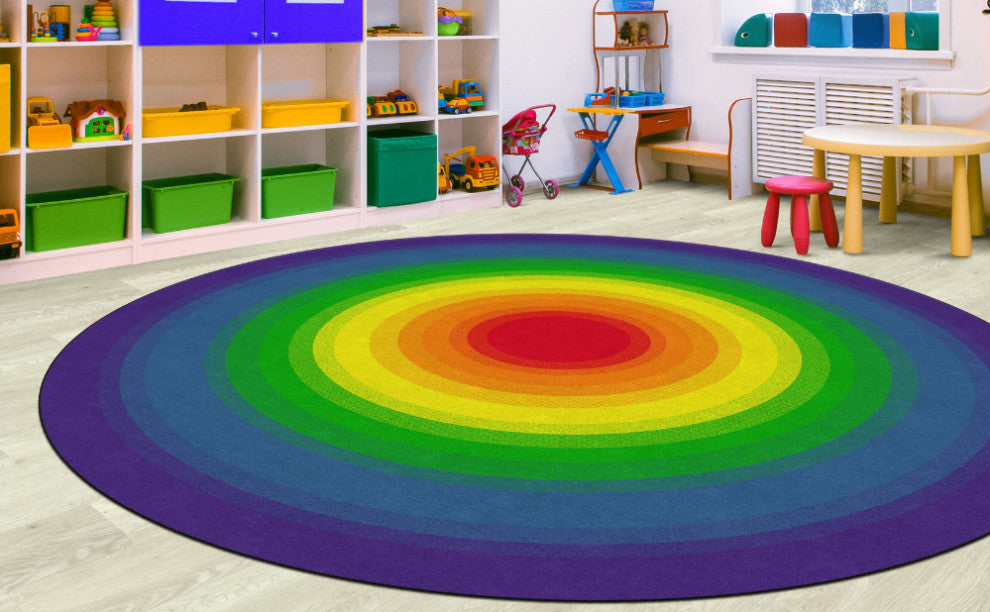 Flagship Carpets VA416-71A 12' Round Rainbow Educational Rug