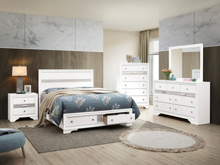 Madrid White Wood Frame Panel Bed, Queen