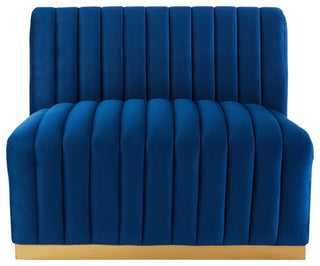 Conjure Channel Tufted Performance Velvet 5-Piece Sectional, Gold Navy