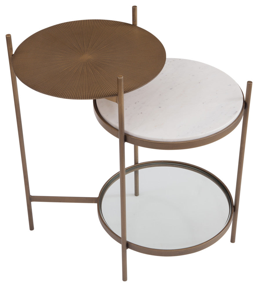 Felicity Accent Table - Brushed Gold/White Marble