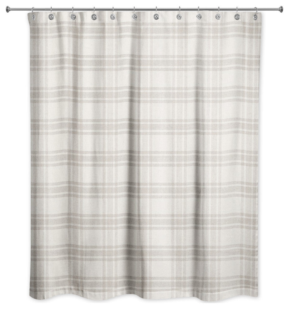 Gray Plaid 71x74 Shower Curtain